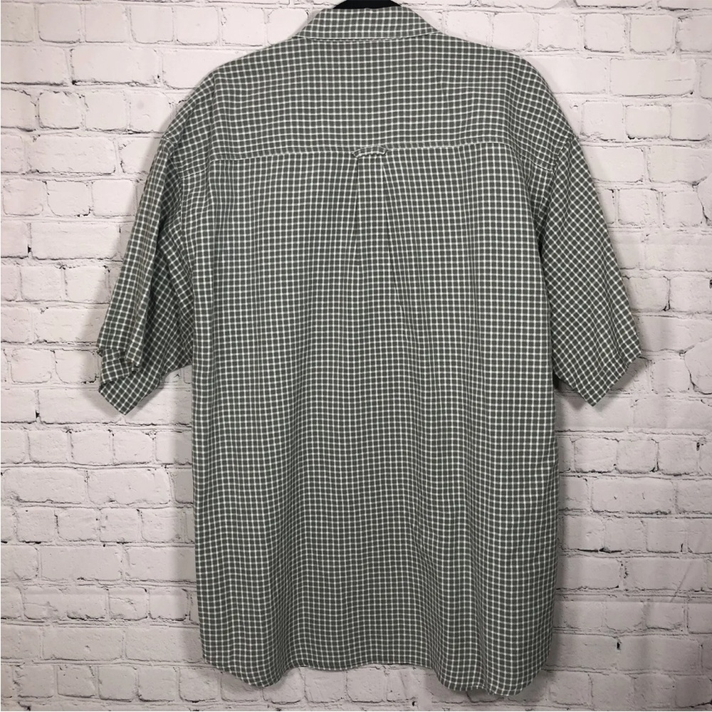 Columbia Shirt Mens XL Green White Checkered Button Down Short Sleeve - Picture 7 of 9